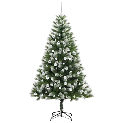 vidaXL Artificial Hinged Christmas Tree with Flocked Snow 300 LEDs