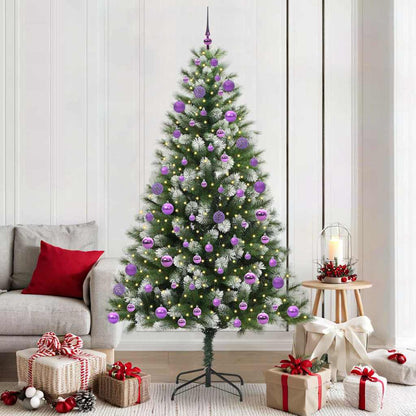 vidaXL Artificial Hinged Christmas Tree with Flocked Snow 210 cm