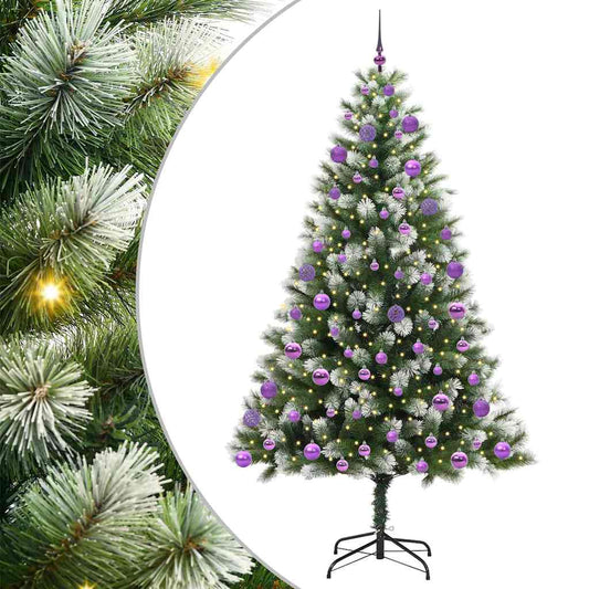 vidaXL Artificial Hinged Christmas Tree with Flocked Snow 210 cm
