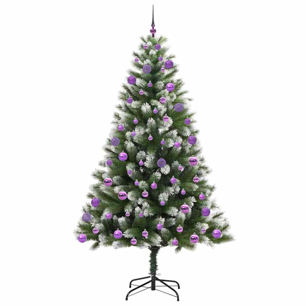 vidaXL Artificial Hinged Christmas Tree with Flocked Snow 210 cm
