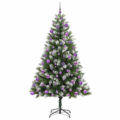 vidaXL Artificial Hinged Christmas Tree with Flocked Snow 210 cm