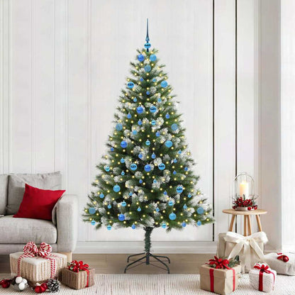 vidaXL Artificial Hinged Christmas Tree with Flocked Snow 210 cm