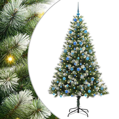 vidaXL Artificial Hinged Christmas Tree with Flocked Snow 210 cm