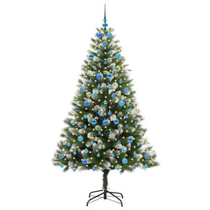 vidaXL Artificial Hinged Christmas Tree with Flocked Snow 210 cm