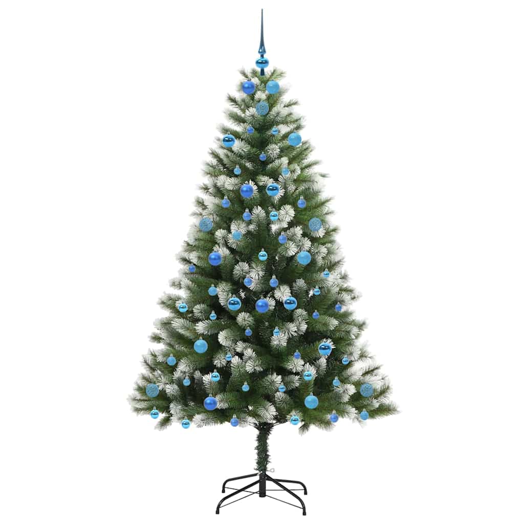 vidaXL Artificial Hinged Christmas Tree with Flocked Snow 210 cm