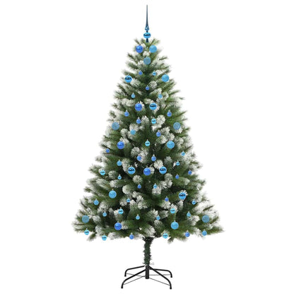 vidaXL Artificial Hinged Christmas Tree with Flocked Snow 210 cm