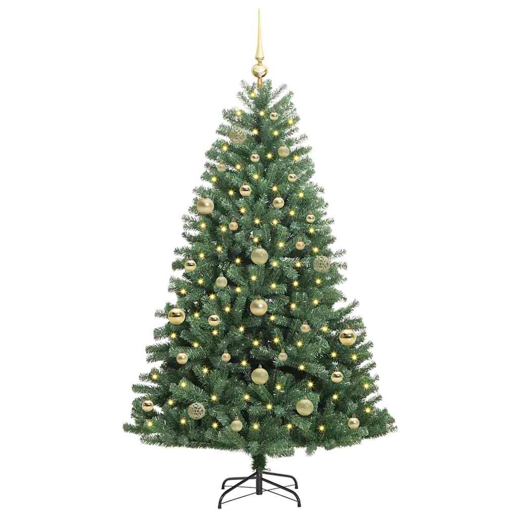 vidaXL Artificial Hinged Christmas Tree Green 150 cm PVC and Metal