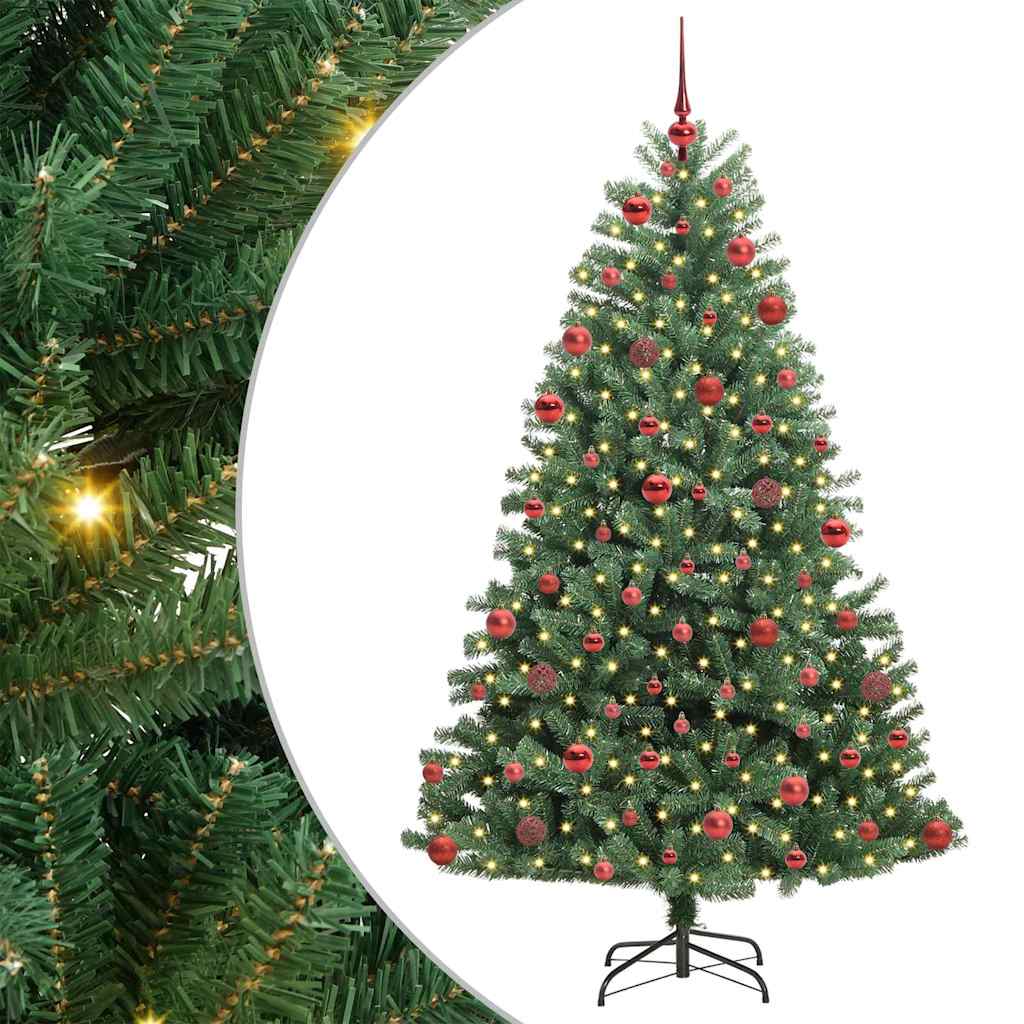 vidaXL Artificial Hinged Christmas Tree Green 180 cm PVC and Metal