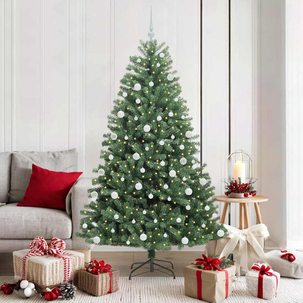 vidaXL Artificial Hinged Christmas Tree Green 180 cm PVC and Metal