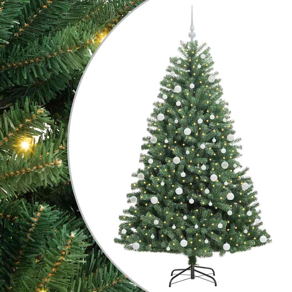 vidaXL Artificial Hinged Christmas Tree Green 180 cm PVC and Metal
