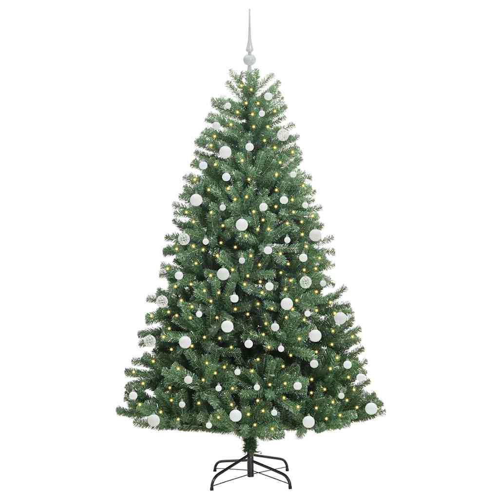 vidaXL Artificial Hinged Christmas Tree Green 180 cm PVC and Metal
