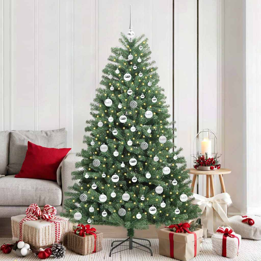vidaXL Artificial Hinged Christmas Tree Green 180 cm PVC and Metal