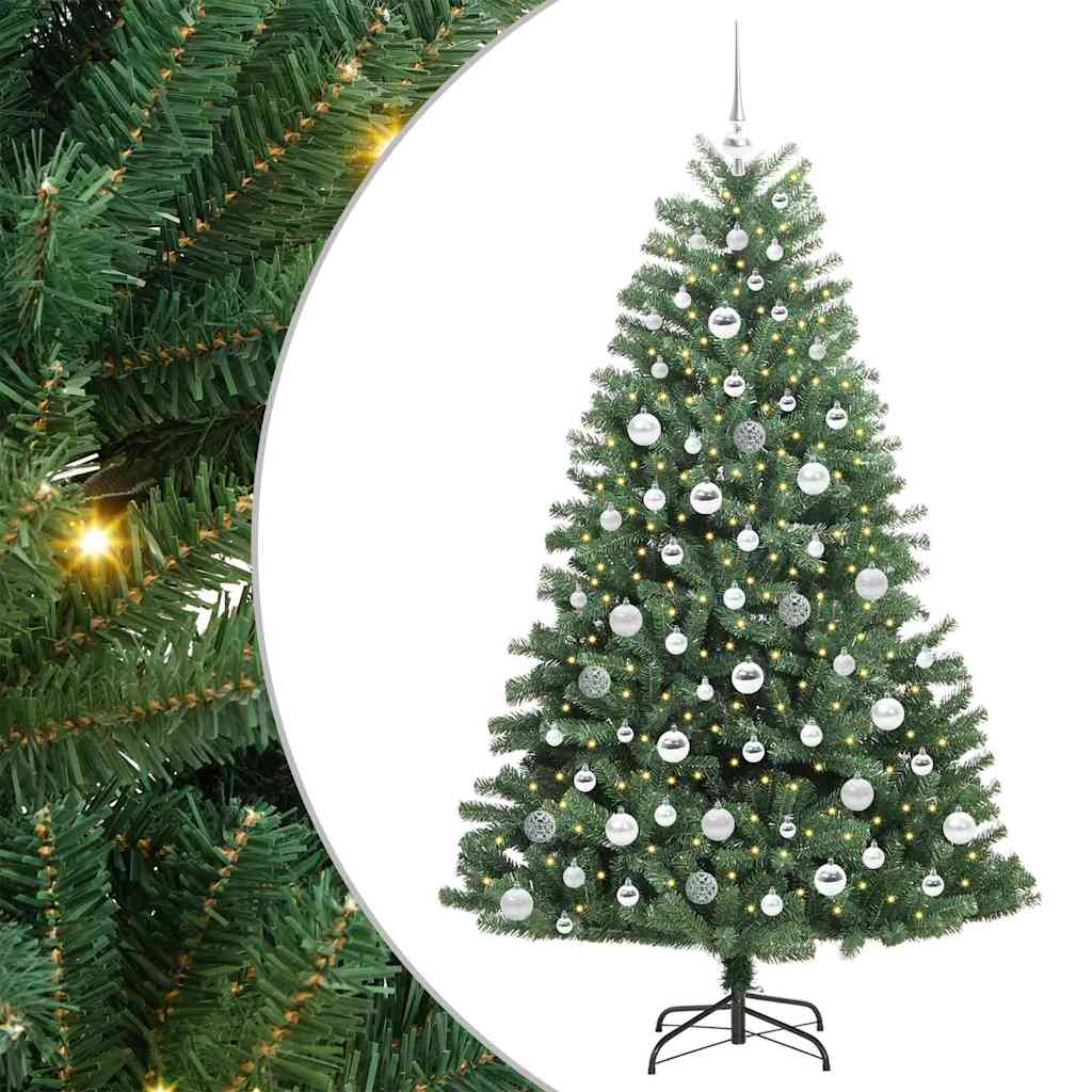 vidaXL Artificial Hinged Christmas Tree Green 180 cm PVC and Metal