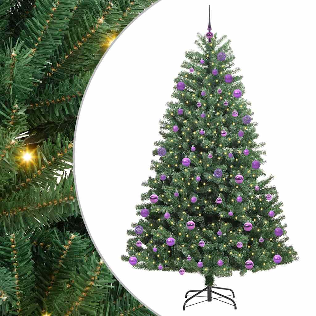vidaXL Artificial Hinged Christmas Tree Green 180 cm PVC and Metal