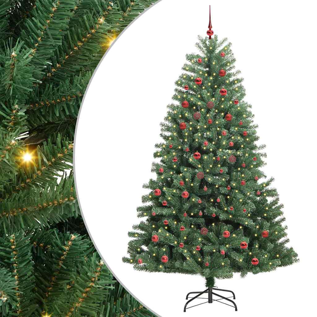 vidaXL Artificial Hinged Christmas Tree Green 210 cm PVC and Metal