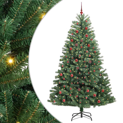 vidaXL Artificial Hinged Christmas Tree Green 210 cm PVC and Metal