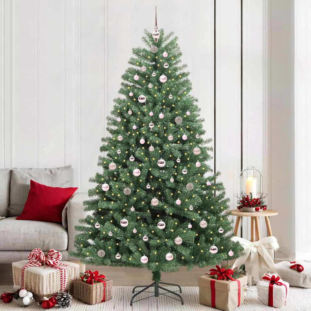 vidaXL Artificial Hinged Christmas Tree Green 210 cm PVC and Metal