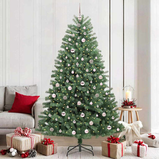 vidaXL Artificial Hinged Christmas Tree Green 210 cm PVC and Metal