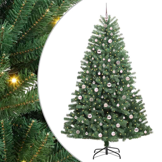 vidaXL Artificial Hinged Christmas Tree Green 210 cm PVC and Metal