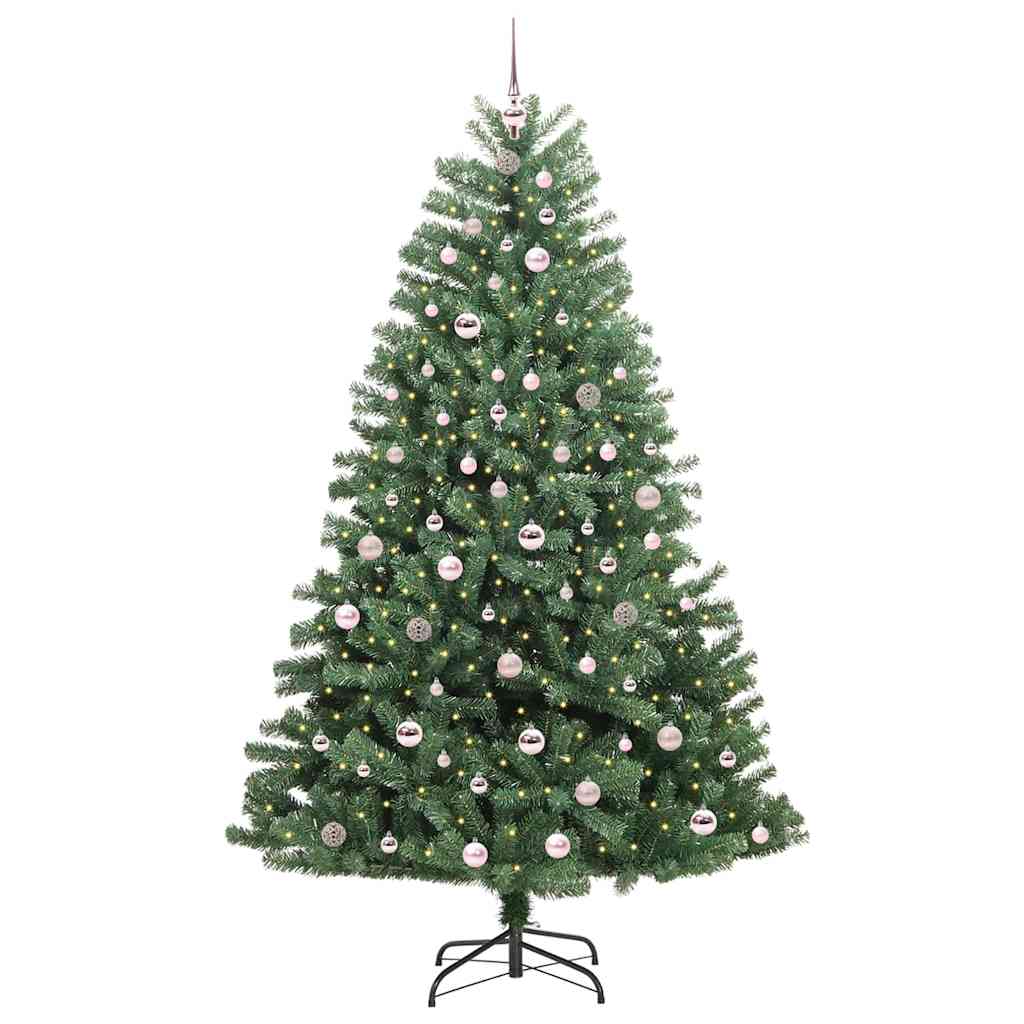 vidaXL Artificial Hinged Christmas Tree Green 210 cm PVC and Metal
