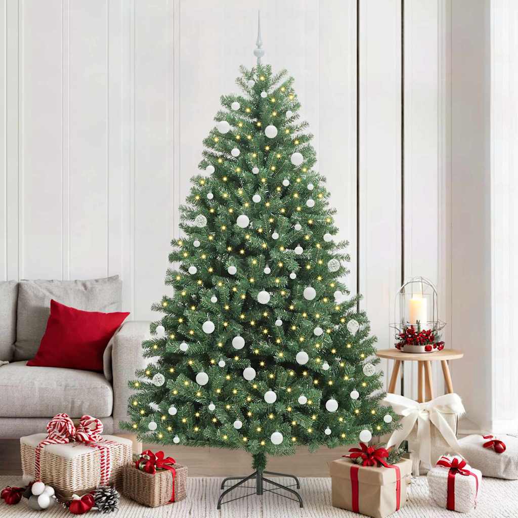 vidaXL Artificial Hinged Christmas Tree Green 210 cm PVC and Metal
