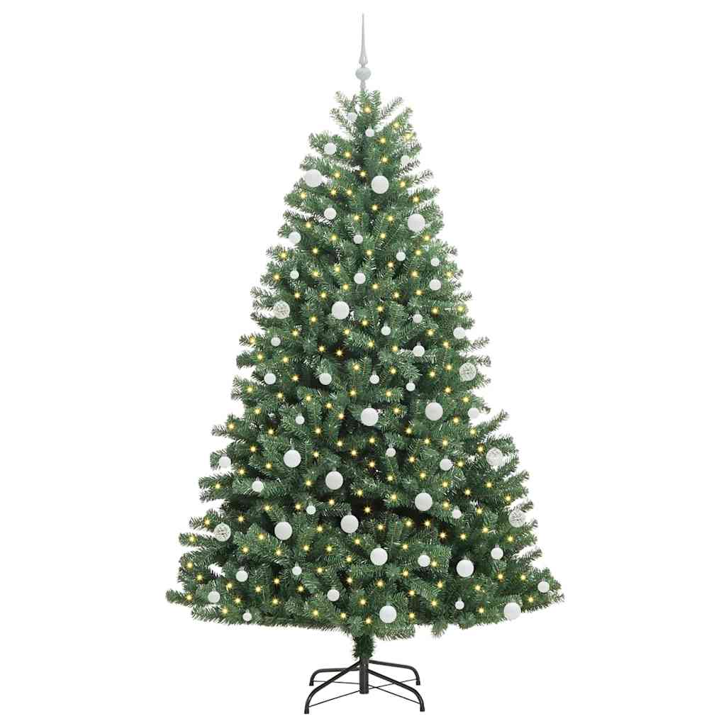 vidaXL Artificial Hinged Christmas Tree Green 210 cm PVC and Metal