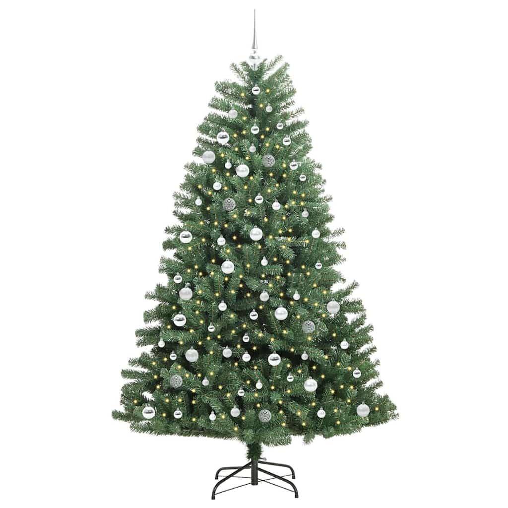 vidaXL Artificial Hinged Christmas Tree Green 210 cm PVC and Metal