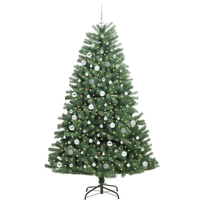 vidaXL Artificial Hinged Christmas Tree Green 210 cm PVC and Metal