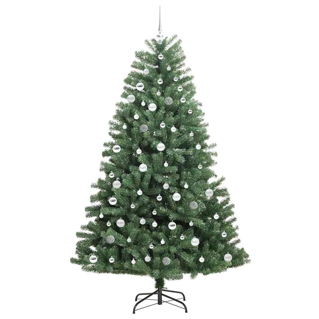 vidaXL Artificial Hinged Christmas Tree Green 210 cm PVC and Metal