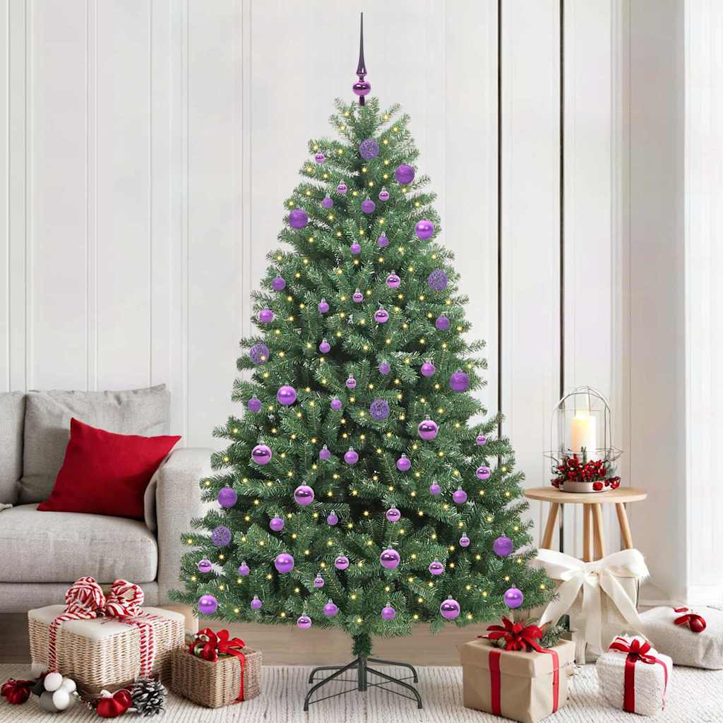 vidaXL Artificial Hinged Christmas Tree Green 210 cm PVC and Metal