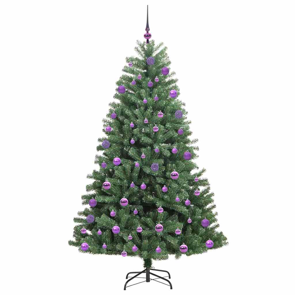 vidaXL Artificial Hinged Christmas Tree Green 210 cm PVC and Metal