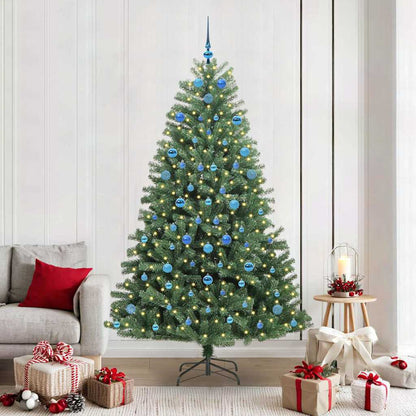 vidaXL Artificial Hinged Christmas Tree Green 210 cm PVC and Metal