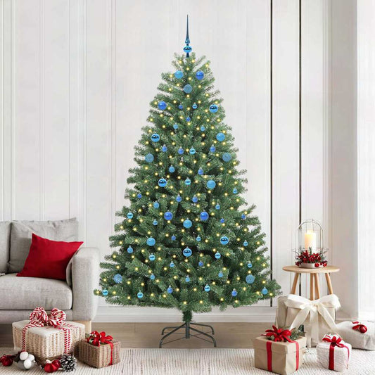 vidaXL Artificial Hinged Christmas Tree Green 210 cm PVC and Metal