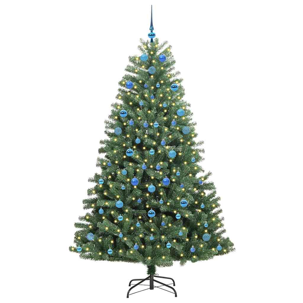 vidaXL Artificial Hinged Christmas Tree Green 210 cm PVC and Metal