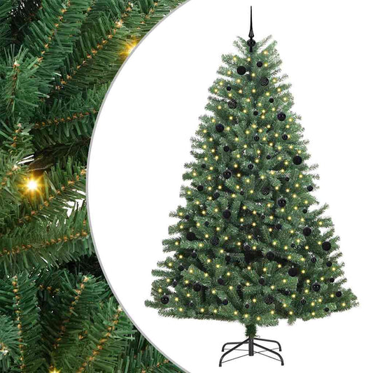 vidaXL Artificial Hinged Christmas Tree Green 240 cm PVC and Metal