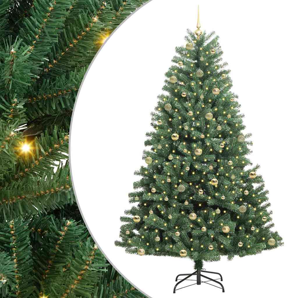vidaXL Artificial Hinged Christmas Tree Green 240 cm PVC and Metal