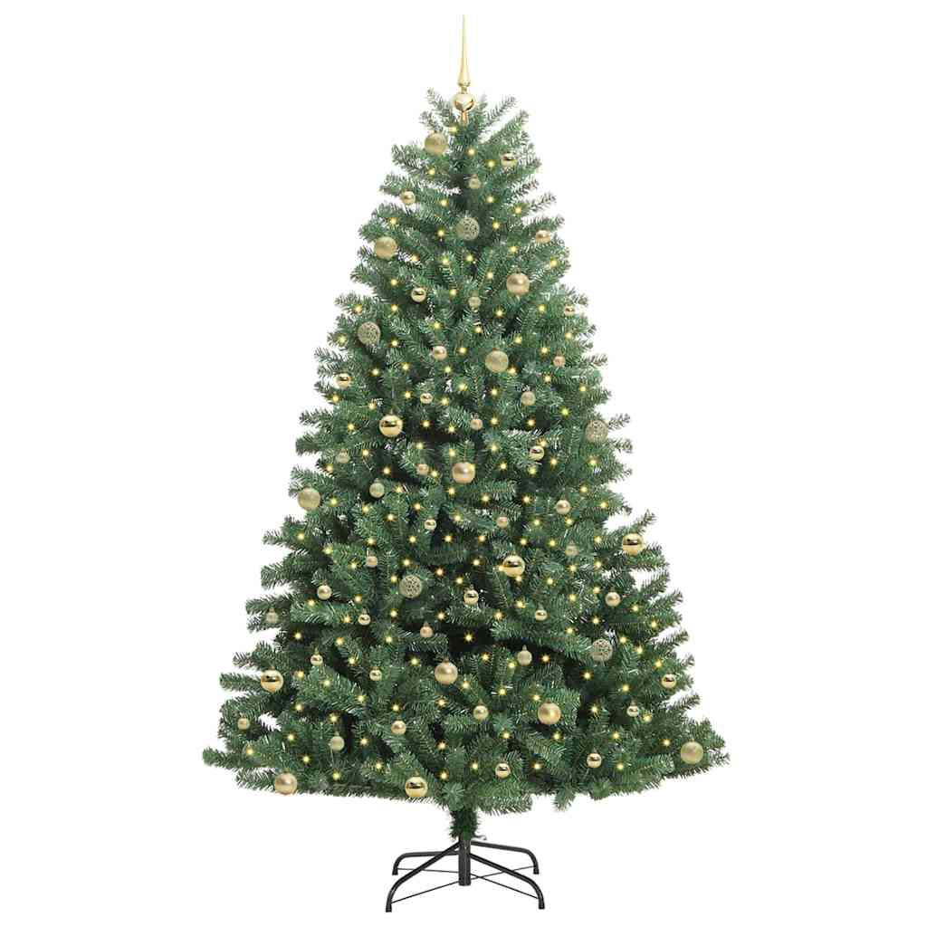 vidaXL Artificial Hinged Christmas Tree Green 240 cm PVC and Metal