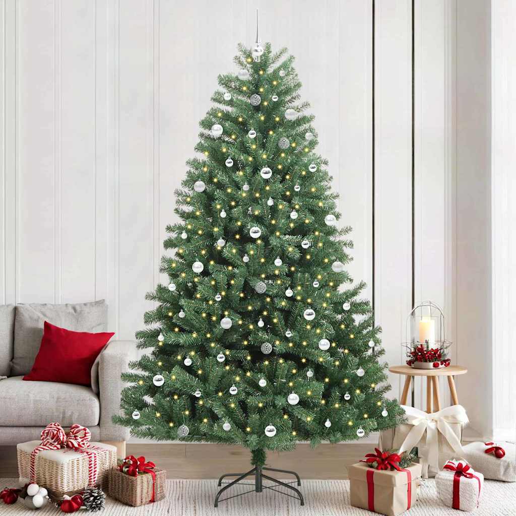 vidaXL Artificial Hinged Christmas Tree Green 240 cm PVC and Metal