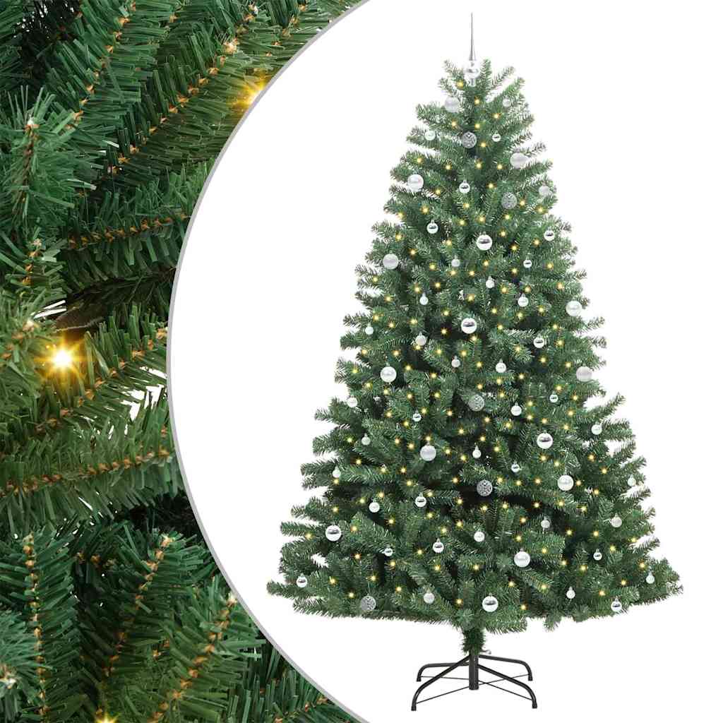 vidaXL Artificial Hinged Christmas Tree Green 240 cm PVC and Metal