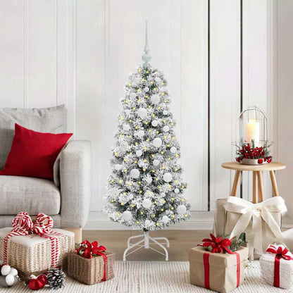 vidaXL Artificial Hinged Christmas Tree Green and White 120 cm