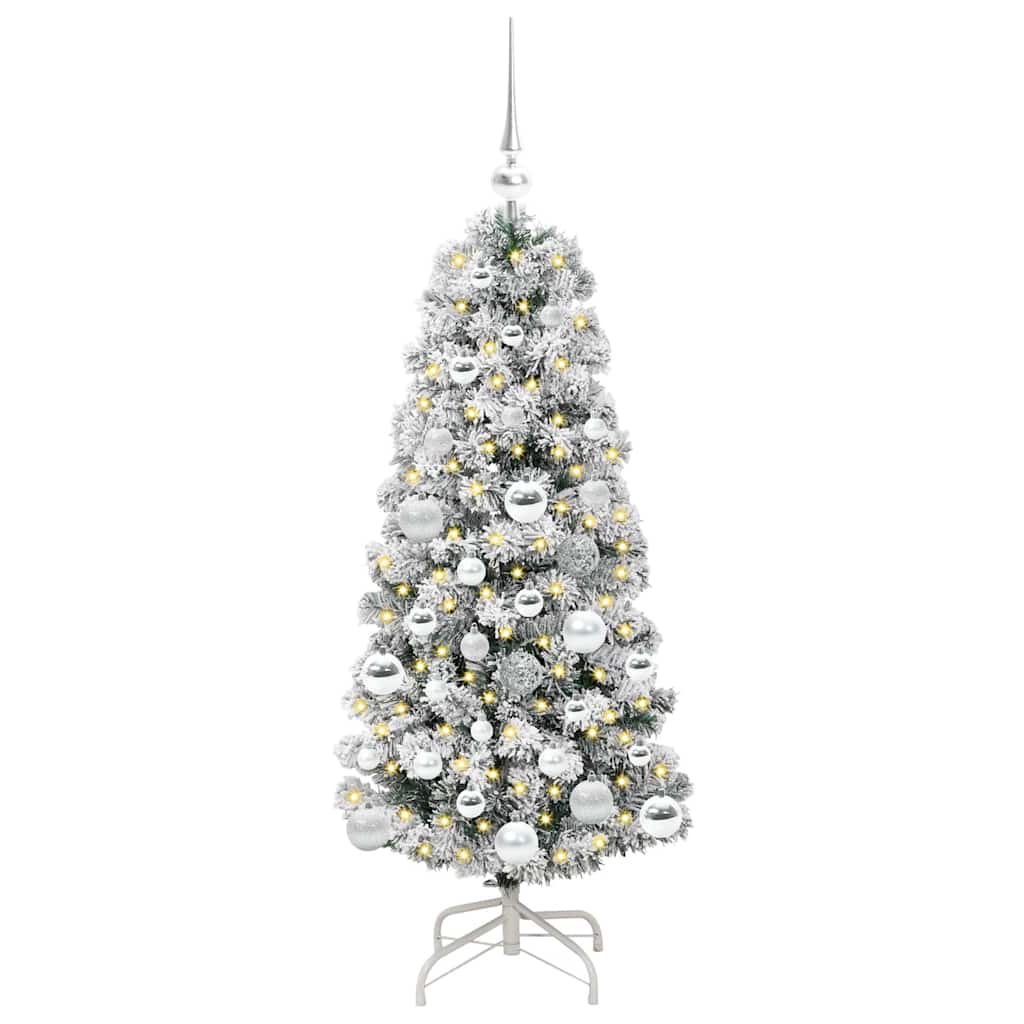 vidaXL Artificial Hinged Christmas Tree Green and White 120 cm