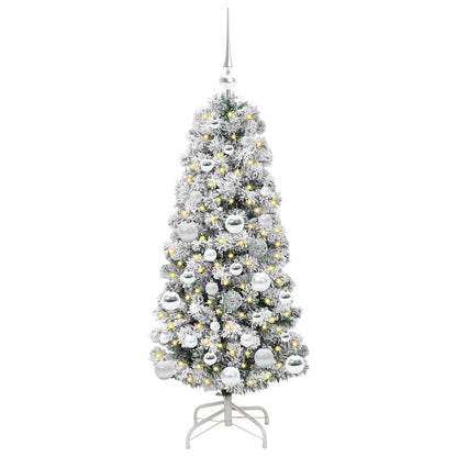 vidaXL Artificial Hinged Christmas Tree Green and White 120 cm