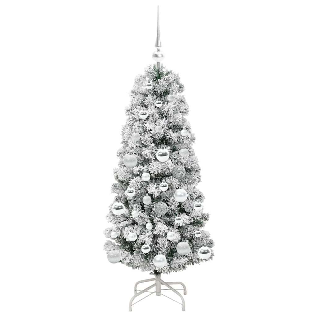 vidaXL Artificial Hinged Christmas Tree Green and White 120 cm