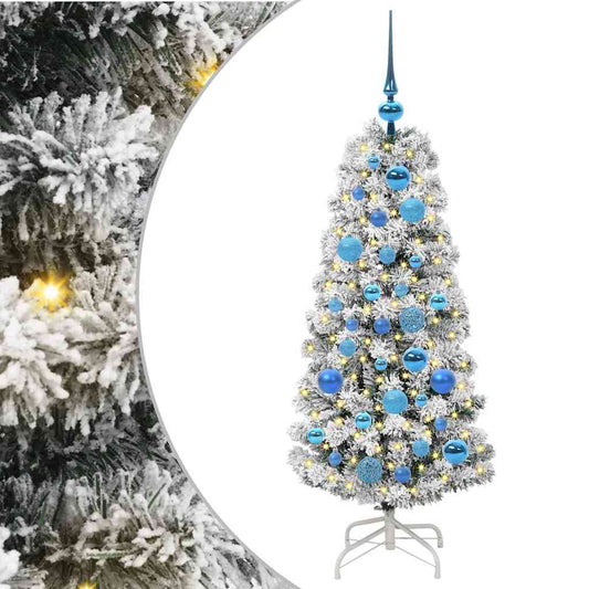 vidaXL Artificial Hinged Christmas Tree Green and White 120 cm