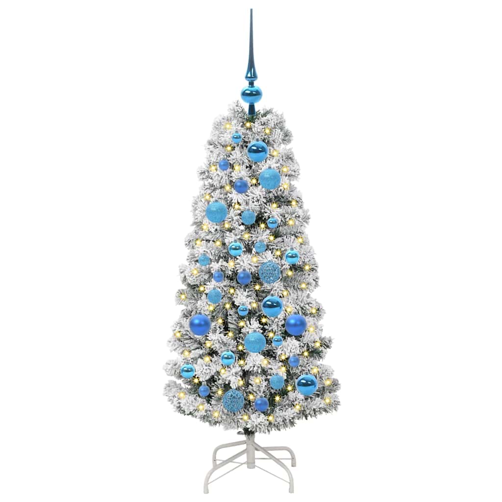 vidaXL Artificial Hinged Christmas Tree Green and White 120 cm