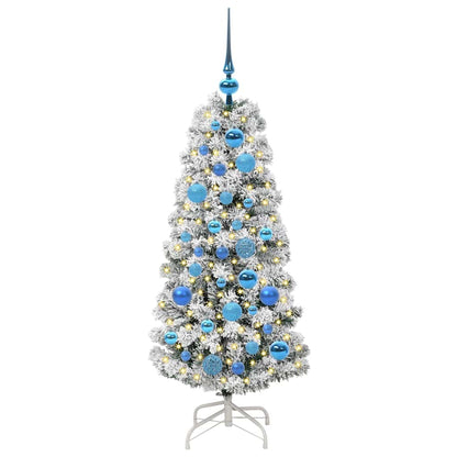 vidaXL Artificial Hinged Christmas Tree Green and White 120 cm