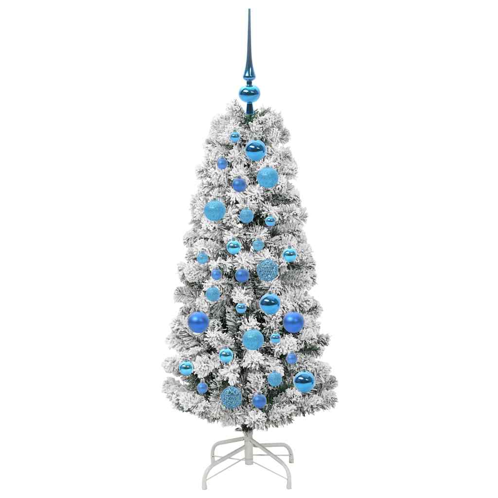 vidaXL Artificial Hinged Christmas Tree Green and White 120 cm