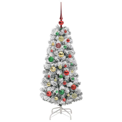 vidaXL Artificial Hinged Christmas Tree Green and White 120 cm