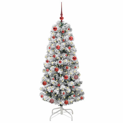 vidaXL Artificial Hinged Christmas Tree Green and White 150 cm