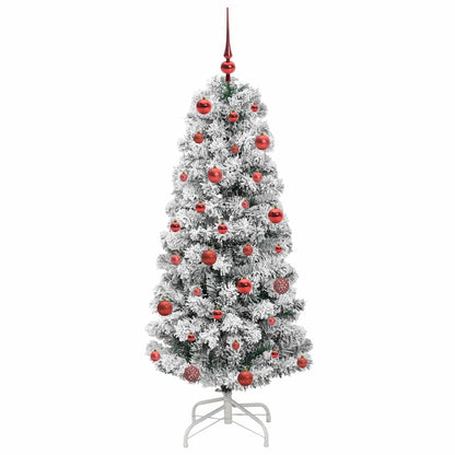 vidaXL Artificial Hinged Christmas Tree Green and White 150 cm